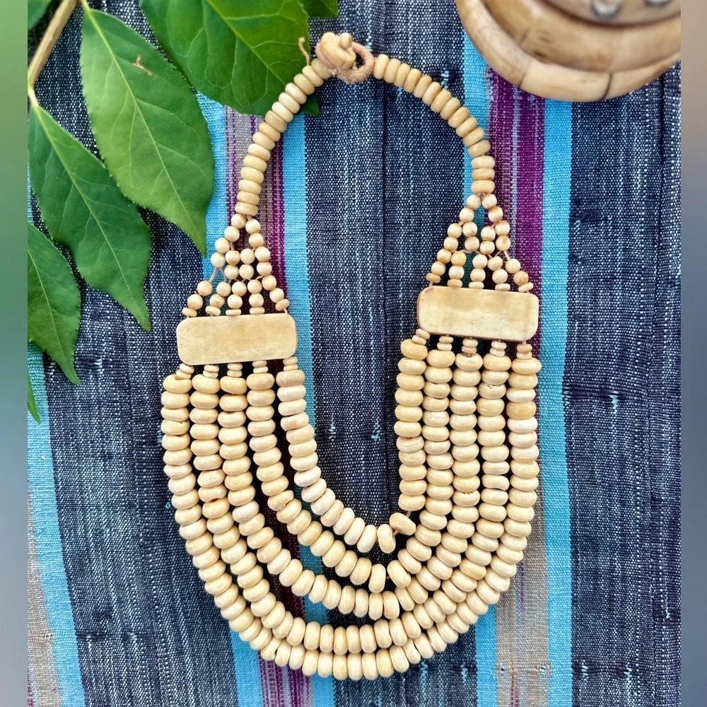 Vintage African Carved Bone Necklace - Picture 8 of 10
